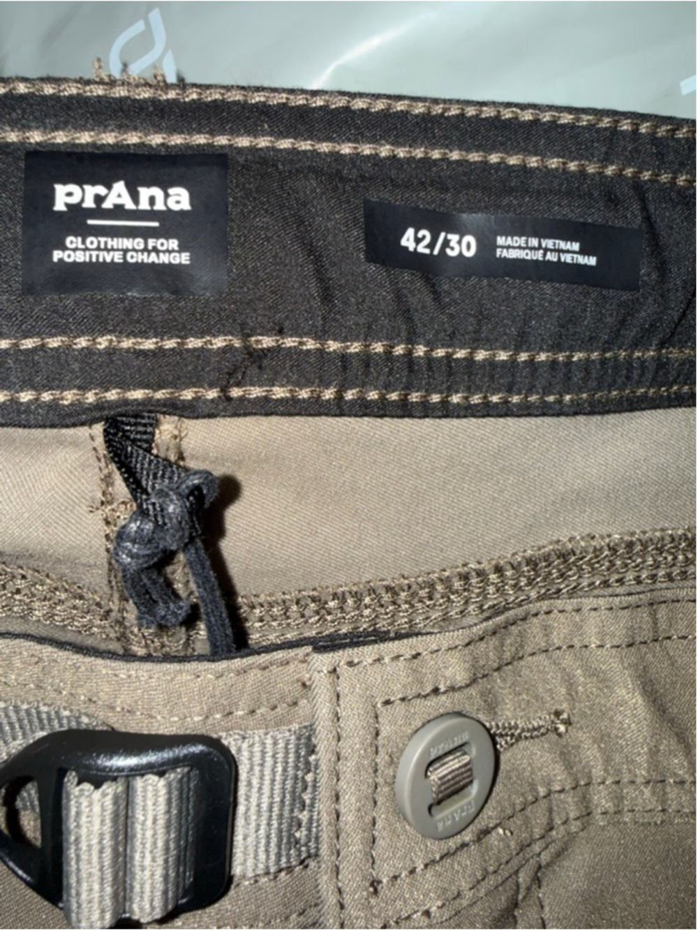 Men's Prana Pants size 42x30 Brown Stretch Zion Slim Cargo Pants Hiking Pants - Picture 12 of 16